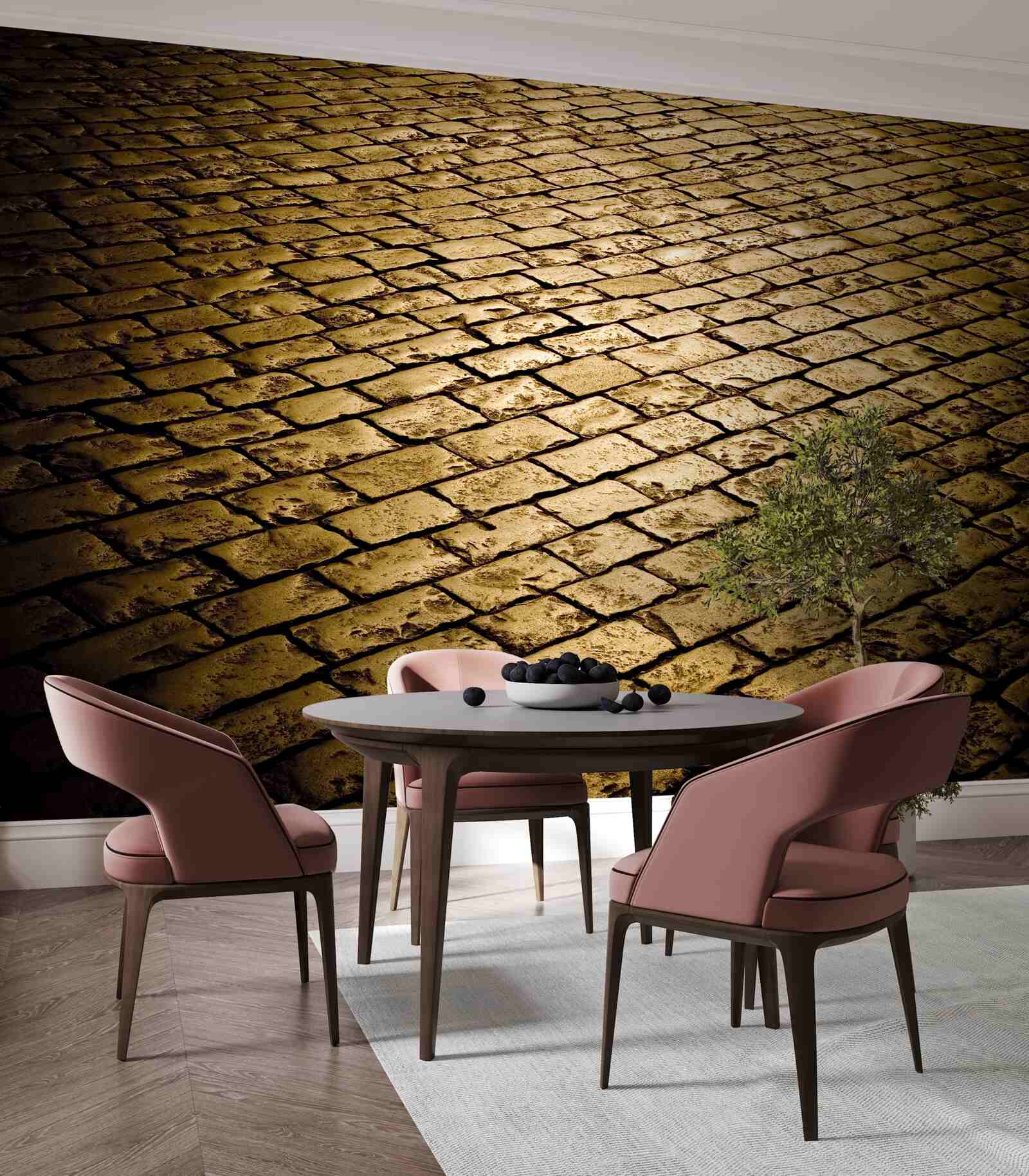 Fototapeta kostka brukowa układana wieczorem