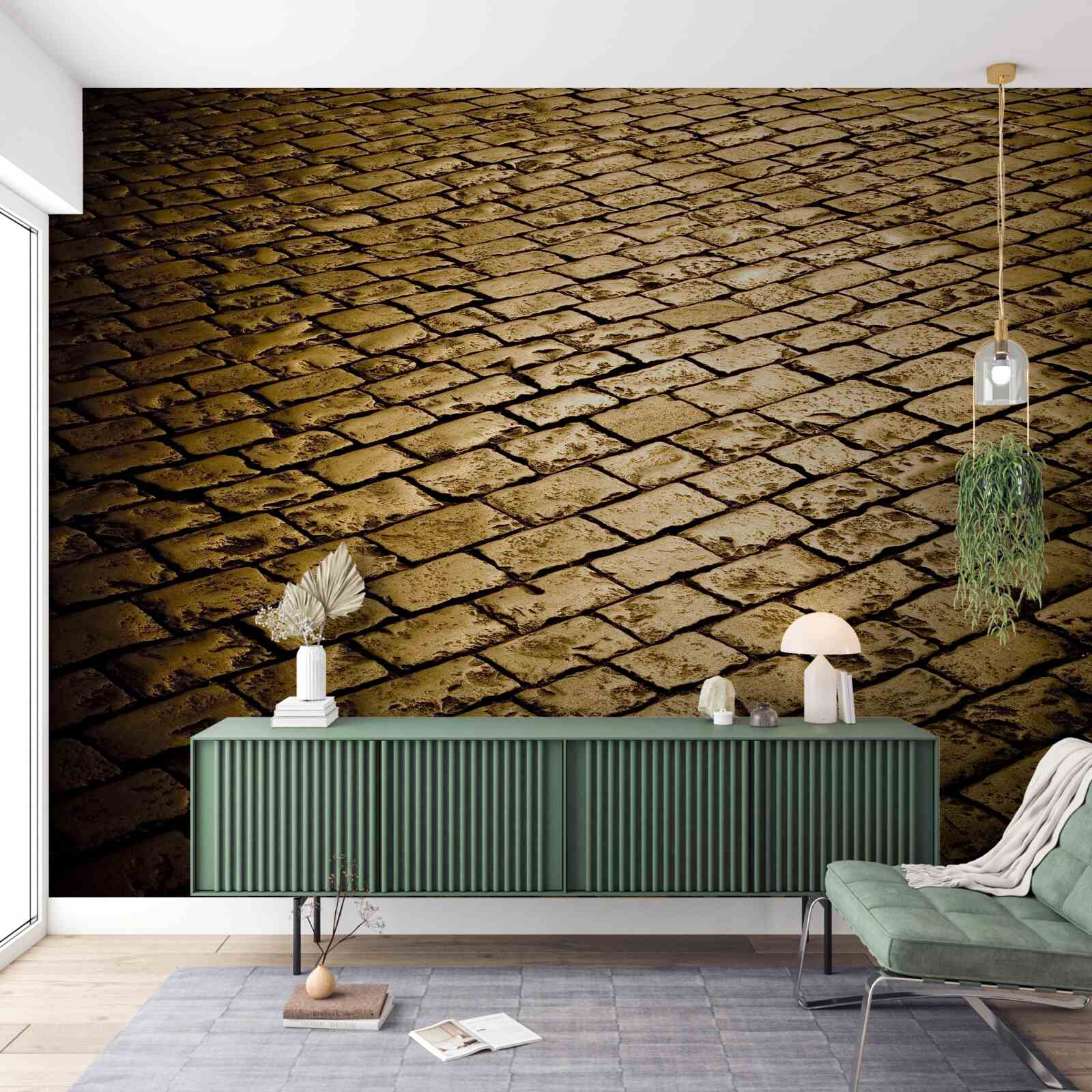 Fototapeta kostka brukowa układana wieczorem