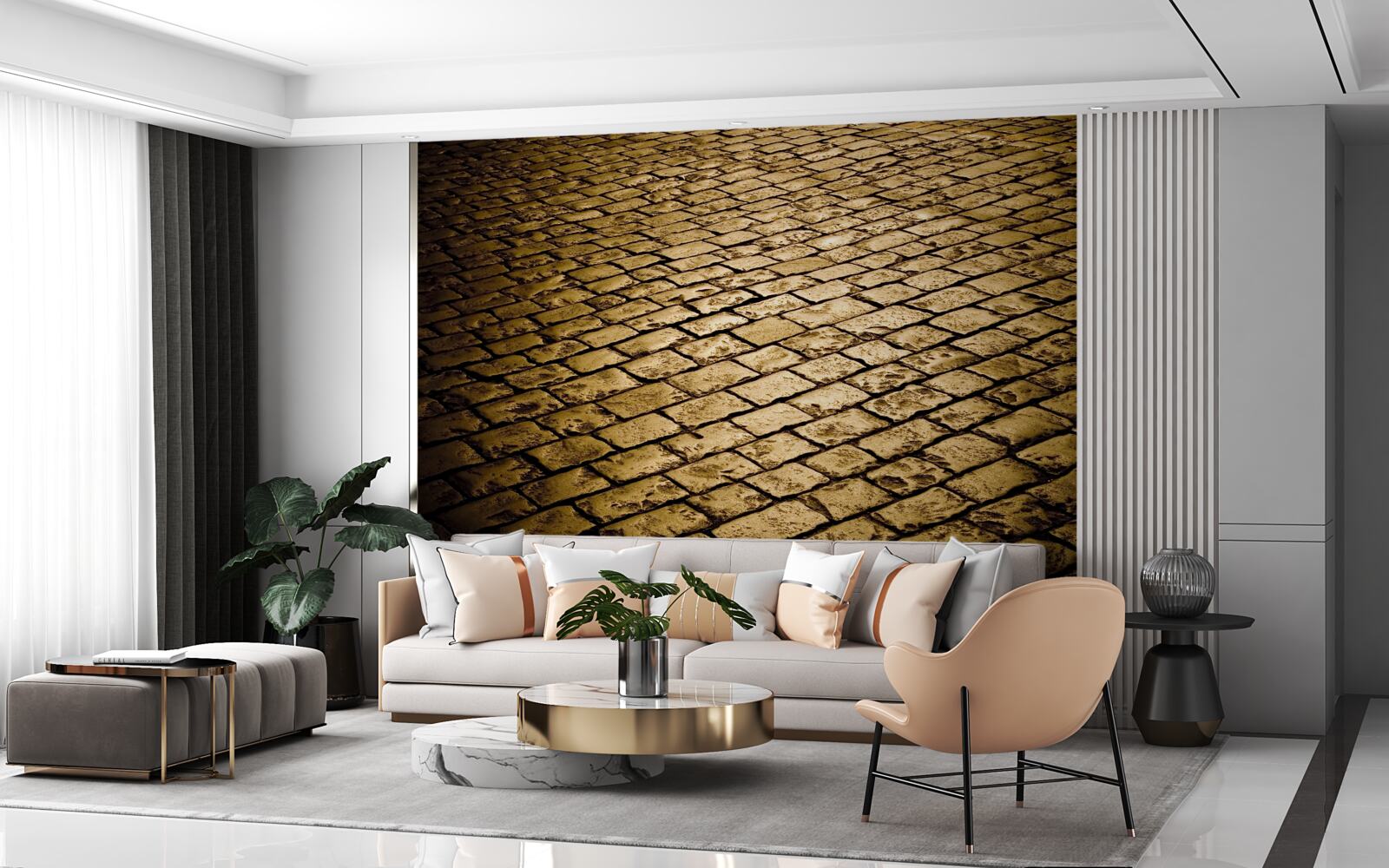 Fototapeta kostka brukowa układana wieczorem