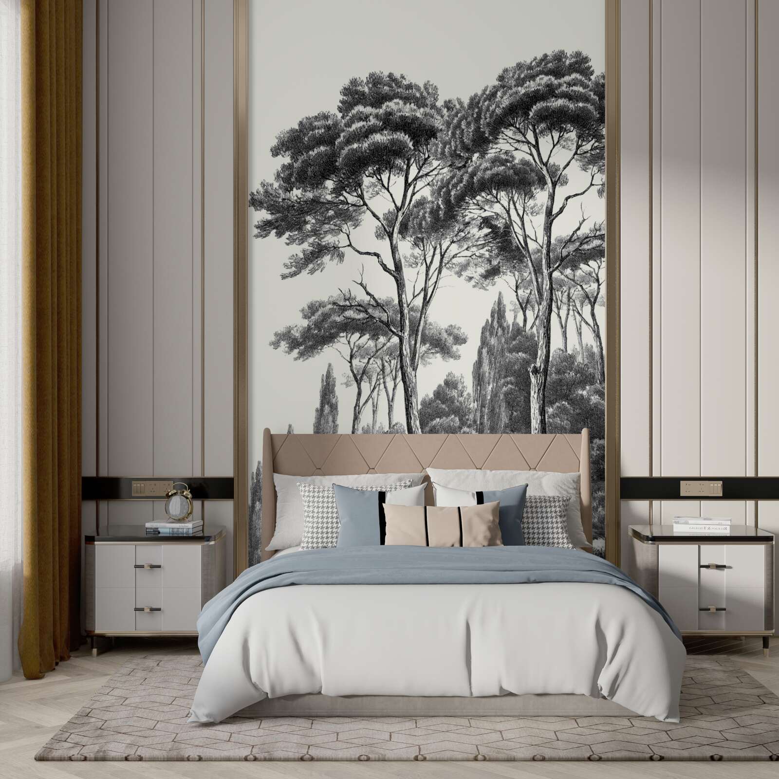 Fototapeta sosny z włoch w czarno-białych odcieniach