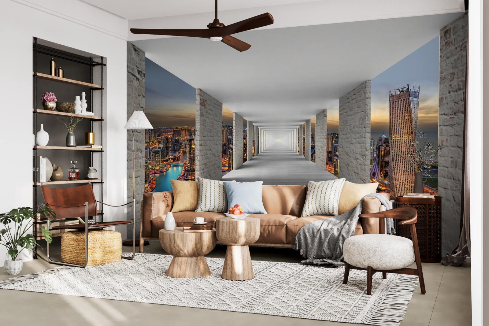 Fototapeta galeria 3d nad budynkami miasta