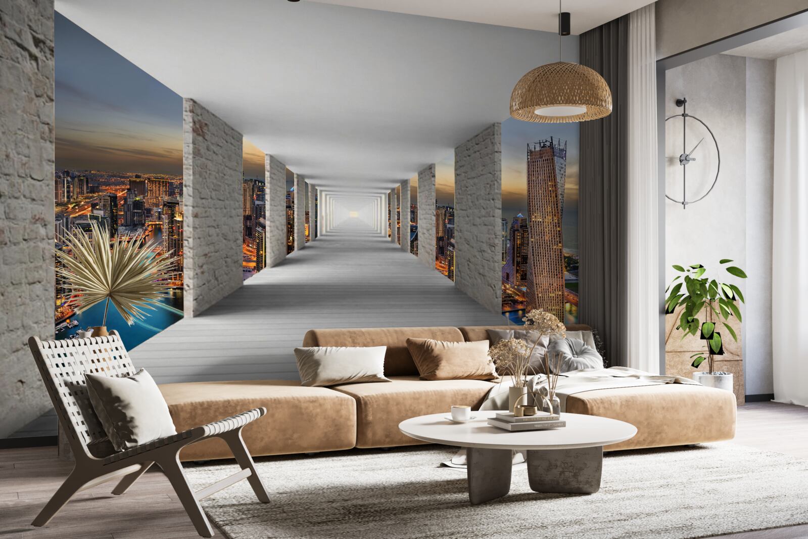 Fototapeta galeria 3d nad budynkami miasta