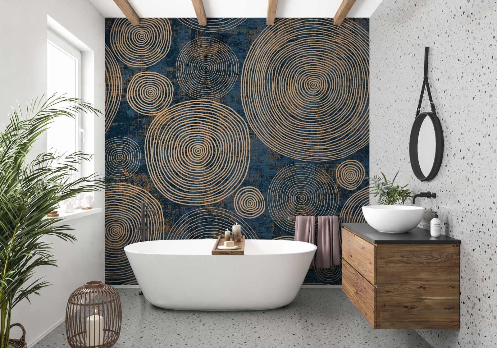 Fototapeta koła o różnych rozmiarach, fascynujące do oglądania