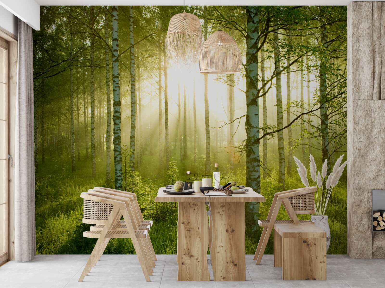 Fototapeta Świt w lesie brzozowym