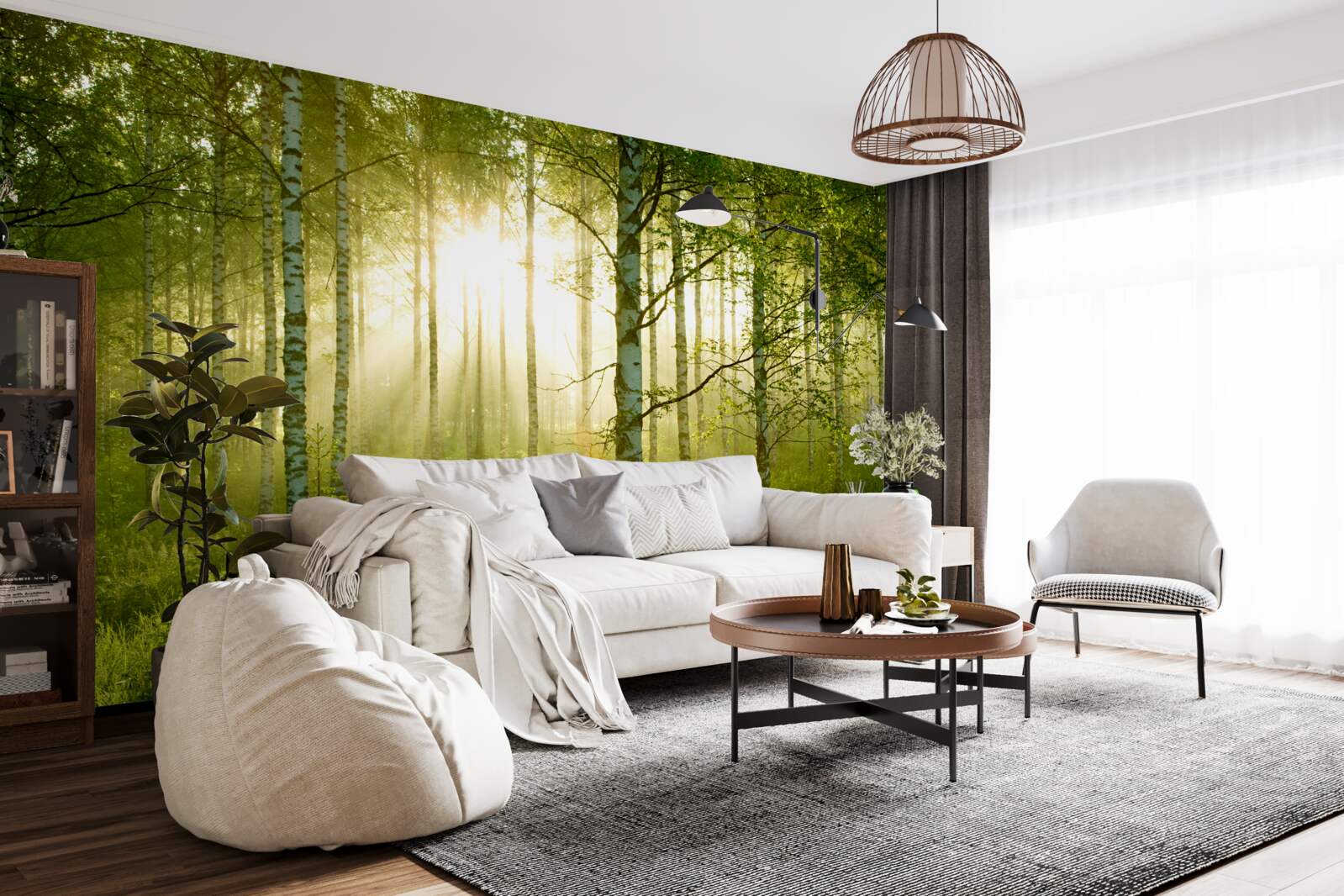 Fototapeta Świt w lesie brzozowym