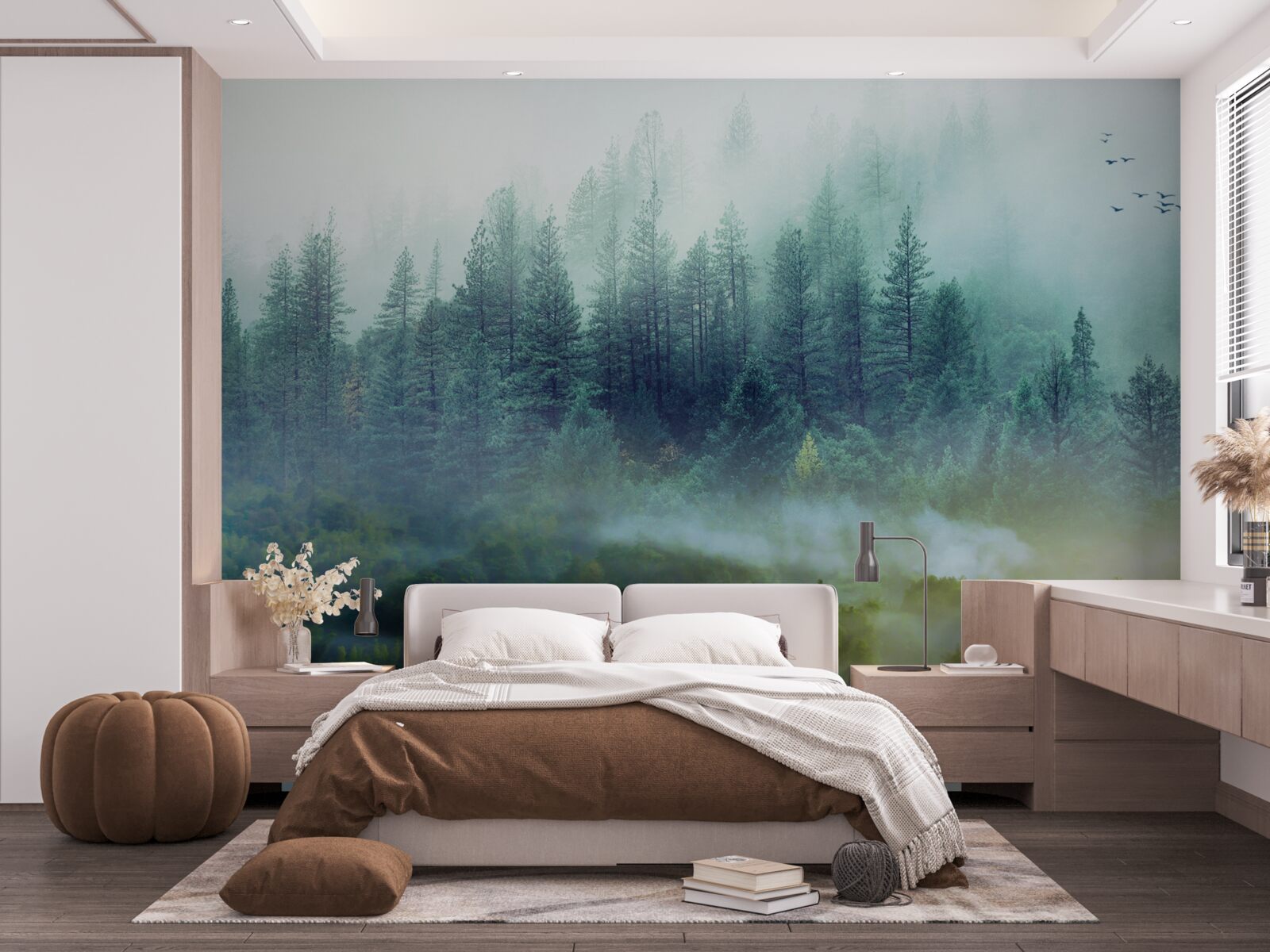 Fototapeta hipnotyzująca cisza w mglistych lasach