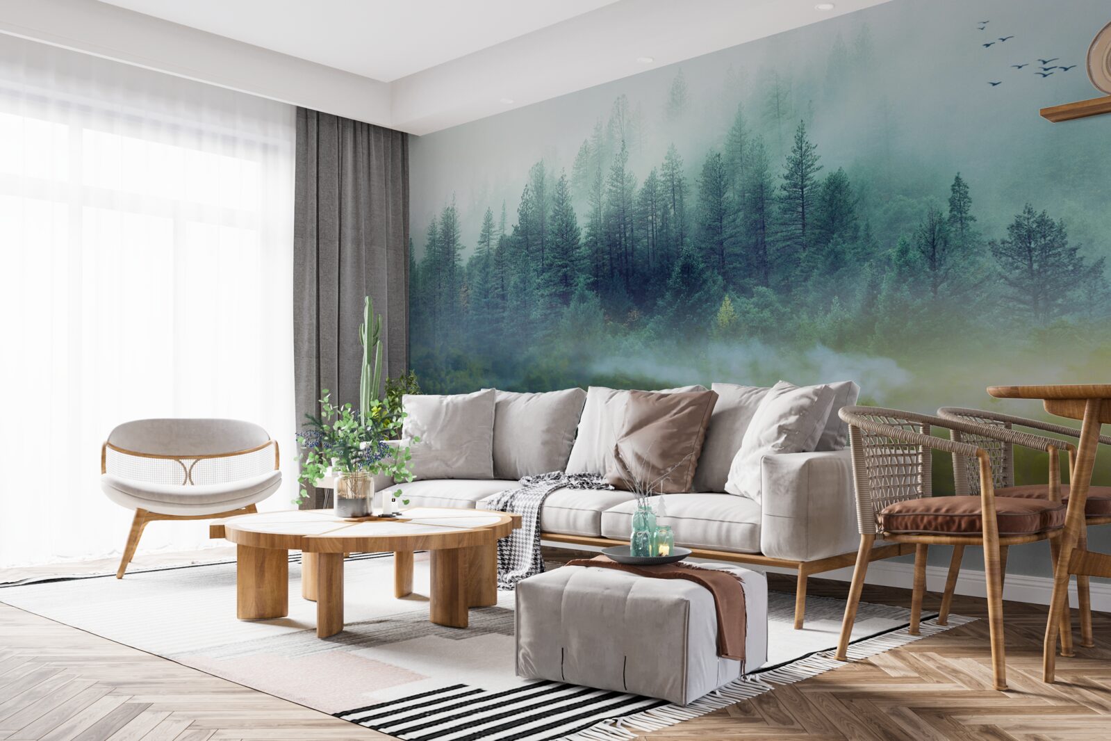 Fototapeta hipnotyzująca cisza w mglistych lasach