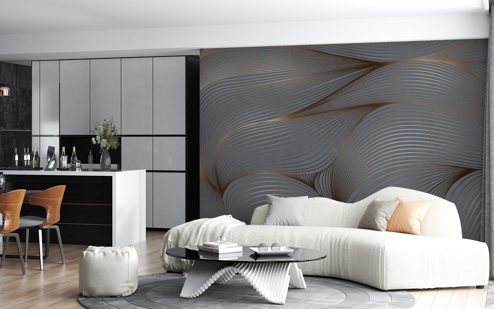 Fototapeta złote abstrakcyjne fale płyną płynnie