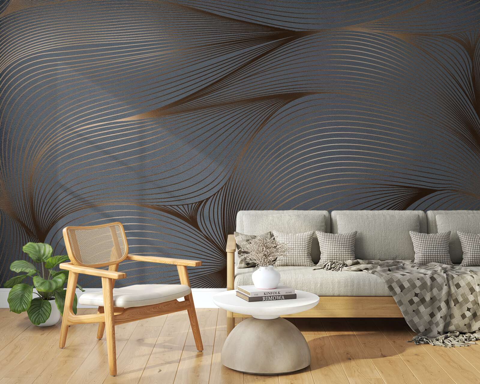 Fototapeta złote abstrakcyjne fale płyną płynnie