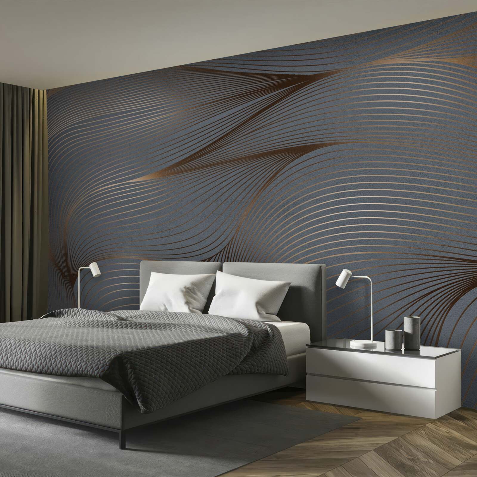 Fototapeta złote abstrakcyjne fale płyną płynnie