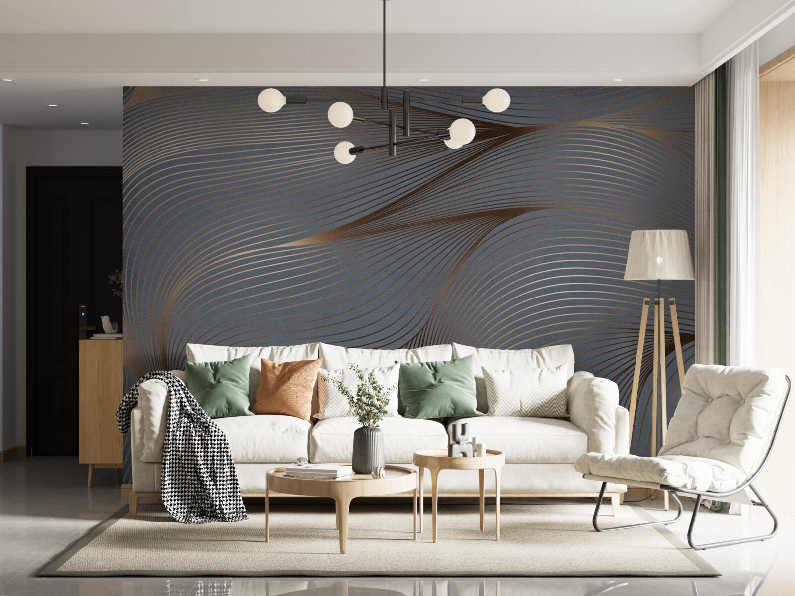 Fototapeta złote abstrakcyjne fale płyną płynnie