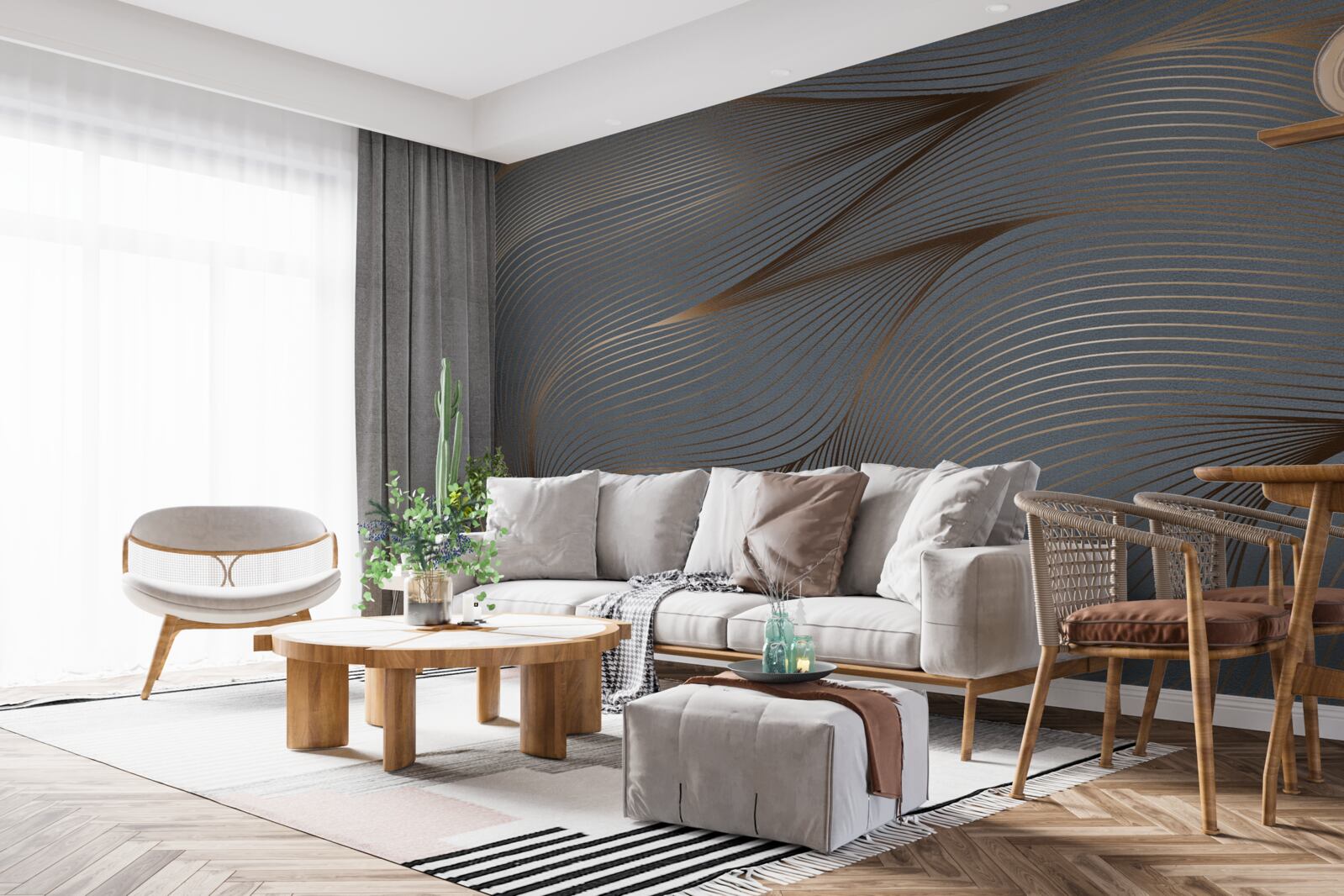 Fototapeta złote abstrakcyjne fale płyną płynnie