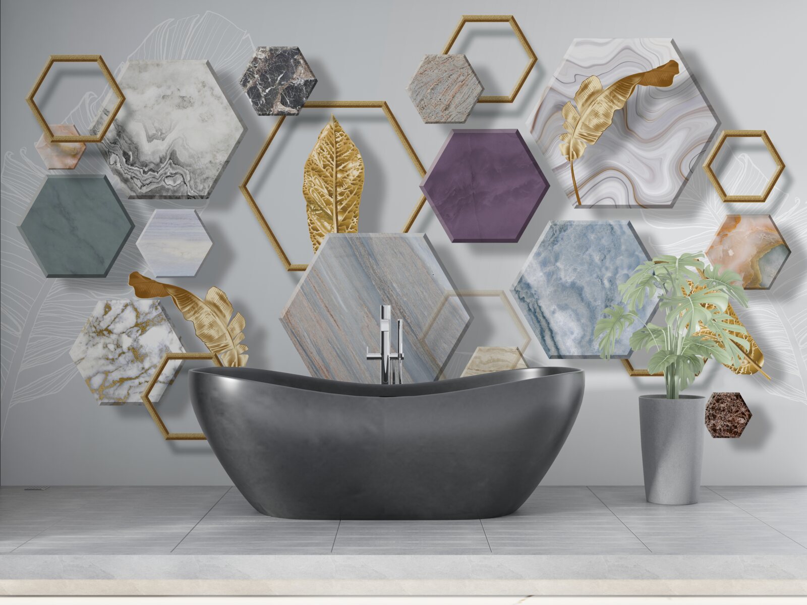 Fototapeta pentagony o różnej zawartości