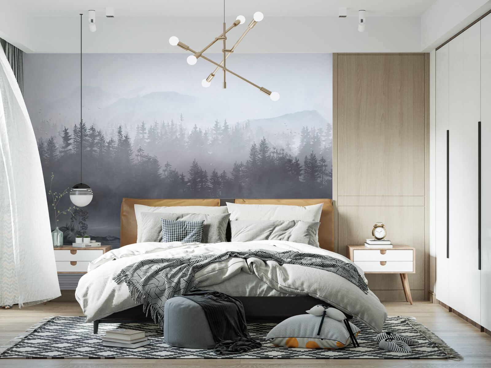 Fototapeta Żuraw żyje samotnie na skale pośrodku jeziora