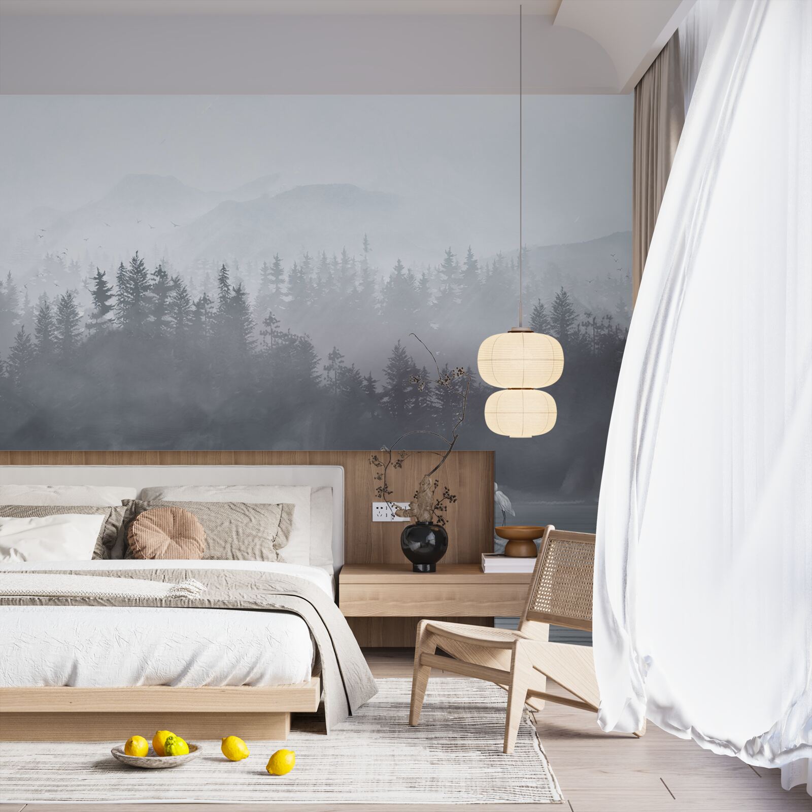 Fototapeta Żuraw żyje samotnie na skale pośrodku jeziora