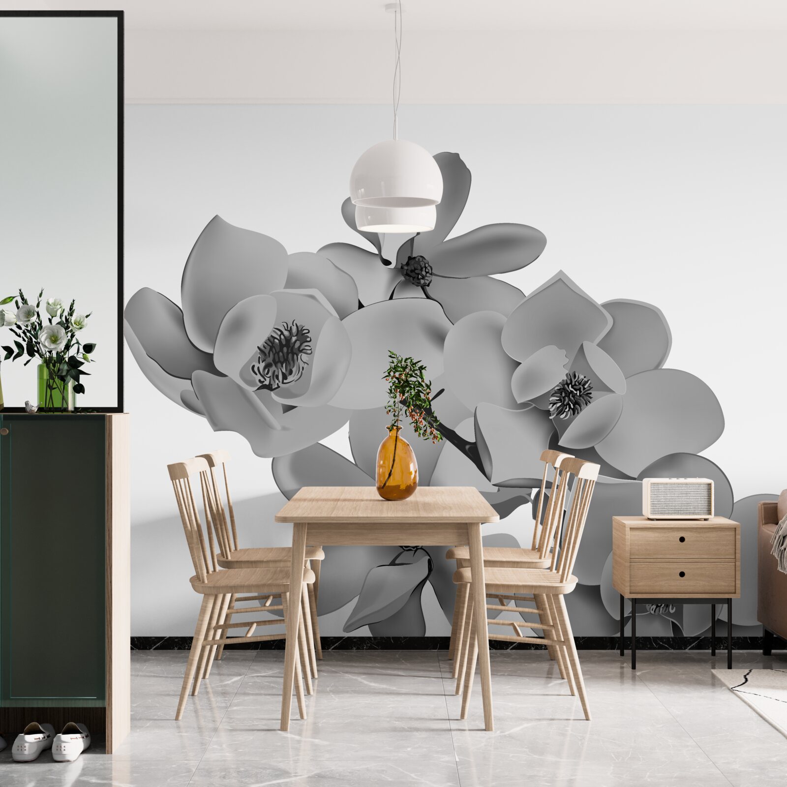 Fototapeta szkarłatne kwiaty na czystym białym tle