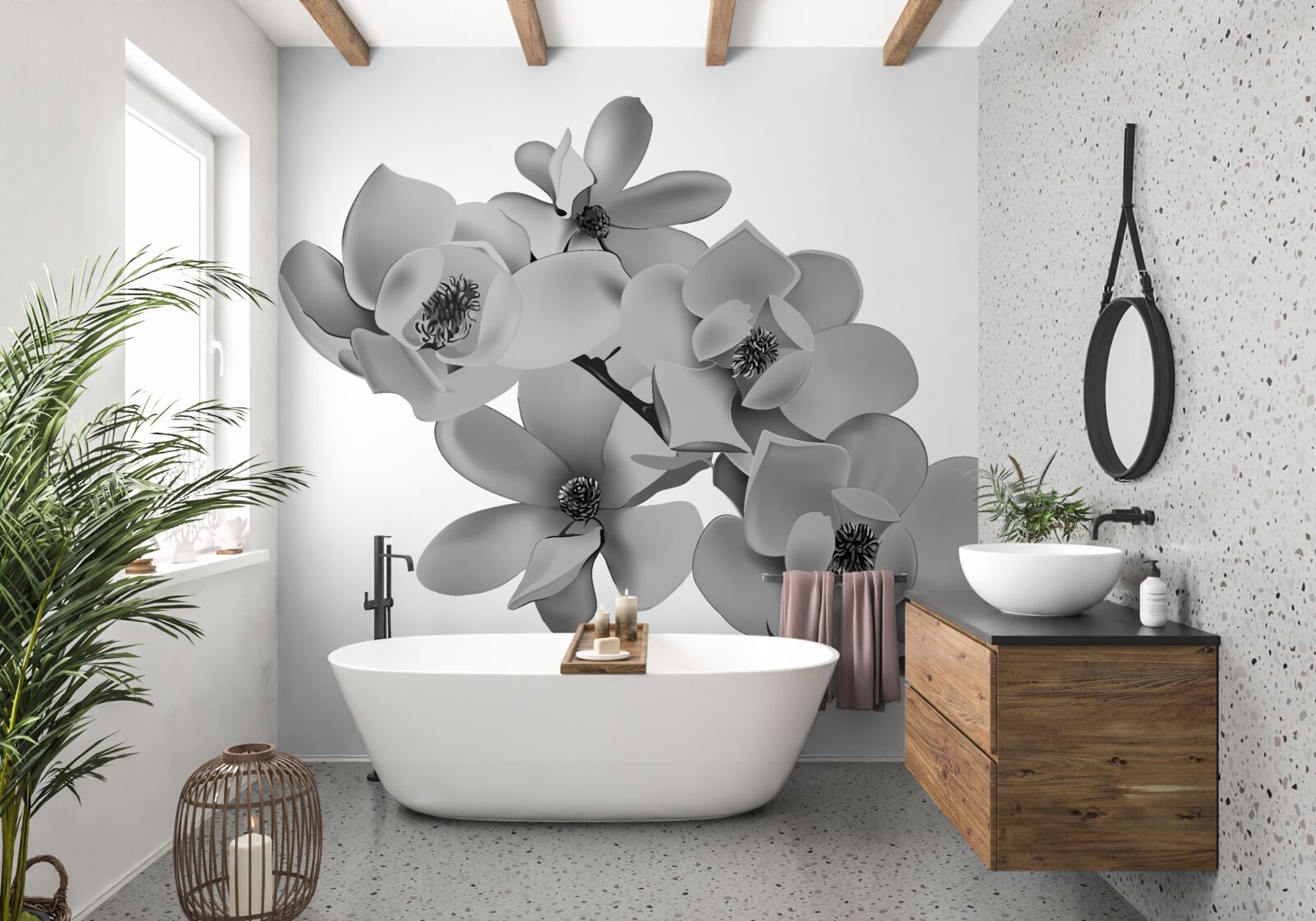 Fototapeta szkarłatne kwiaty na czystym białym tle