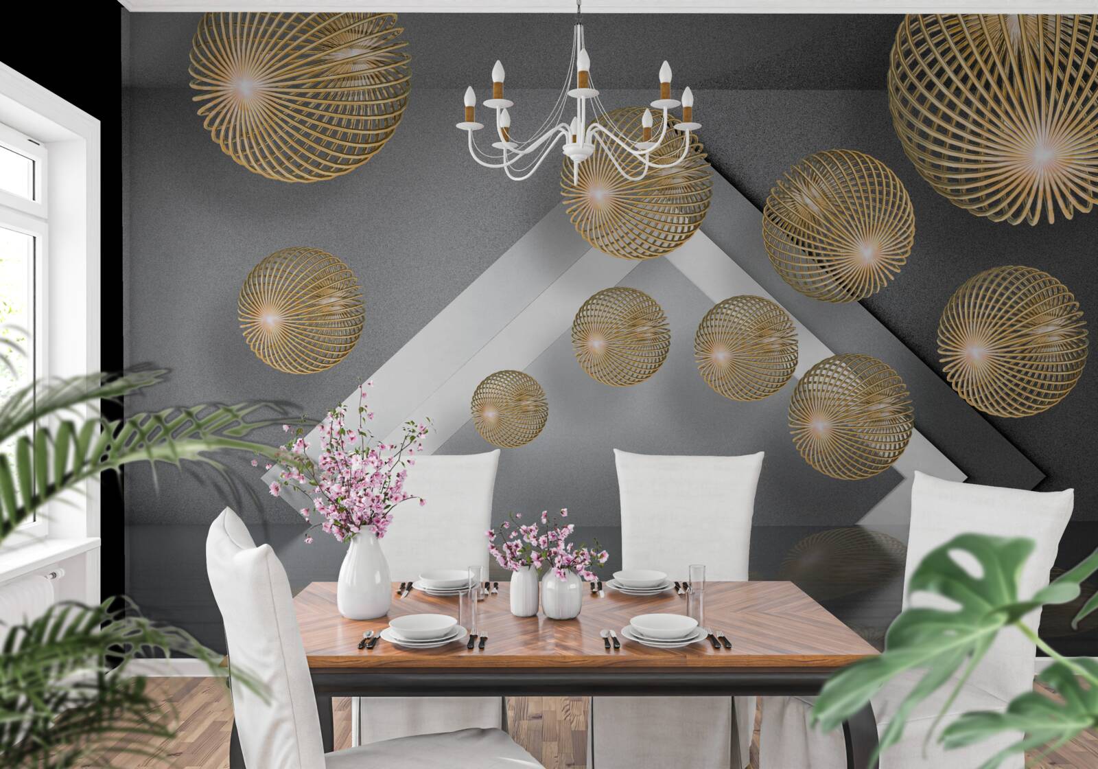 Fototapeta teksturowane pływające kulki z brązu