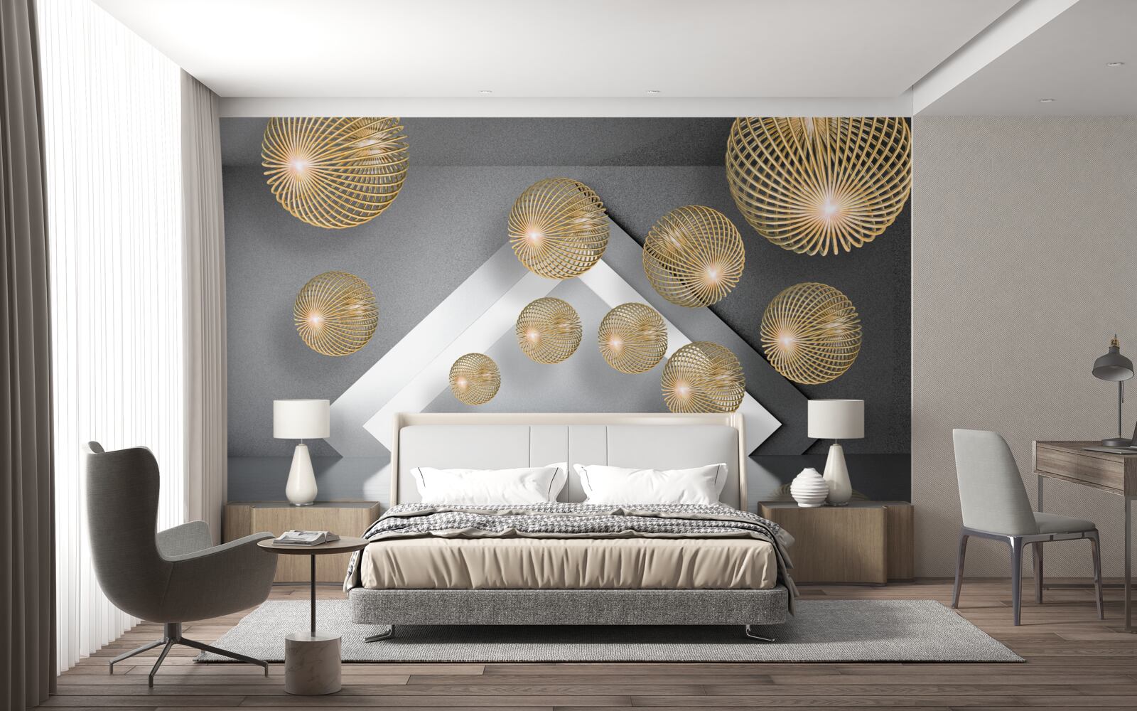 Fototapeta teksturowane pływające kulki z brązu