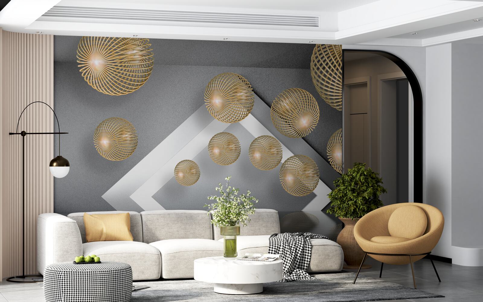 Fototapeta teksturowane pływające kulki z brązu