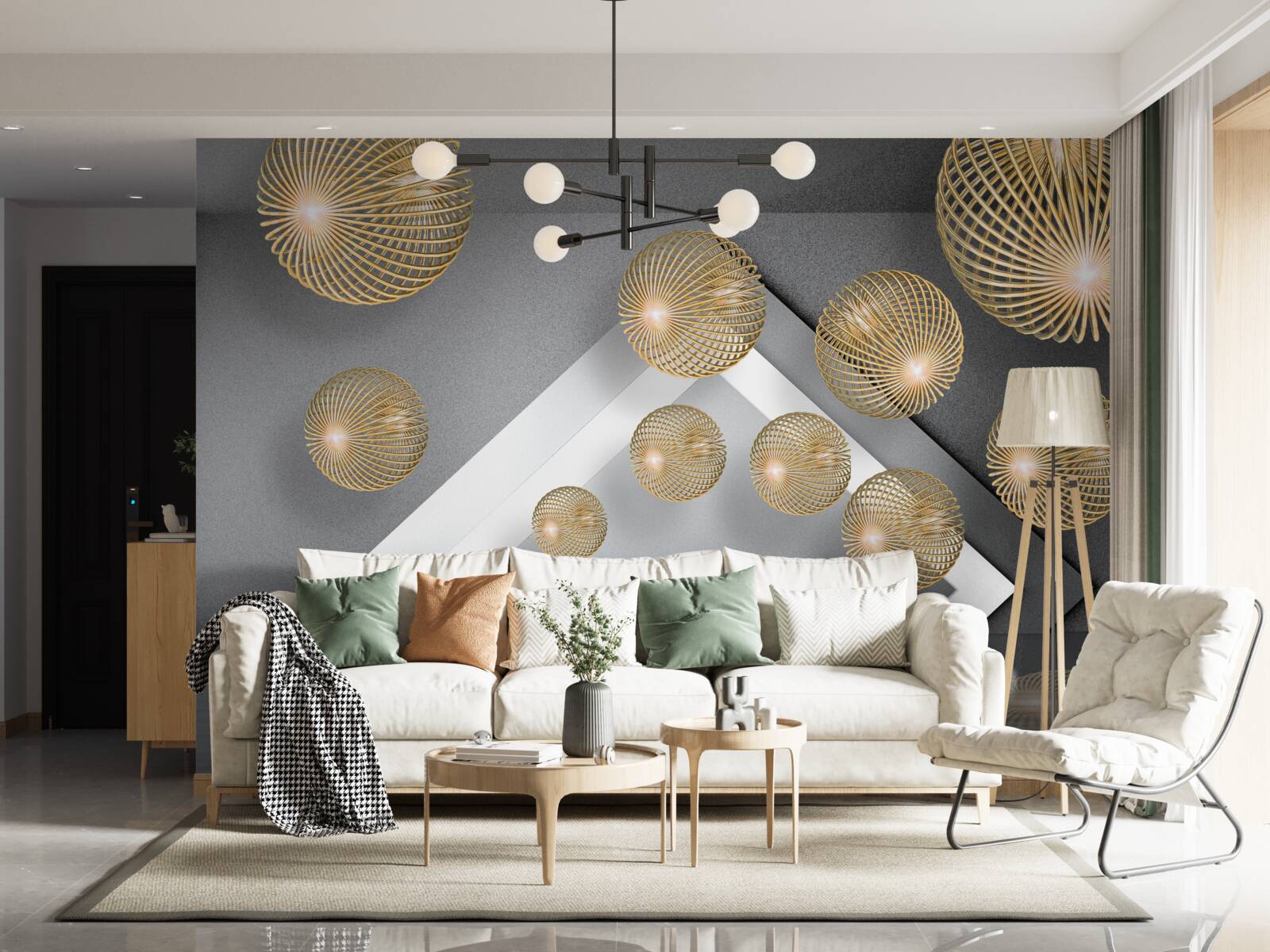 Fototapeta teksturowane pływające kulki z brązu