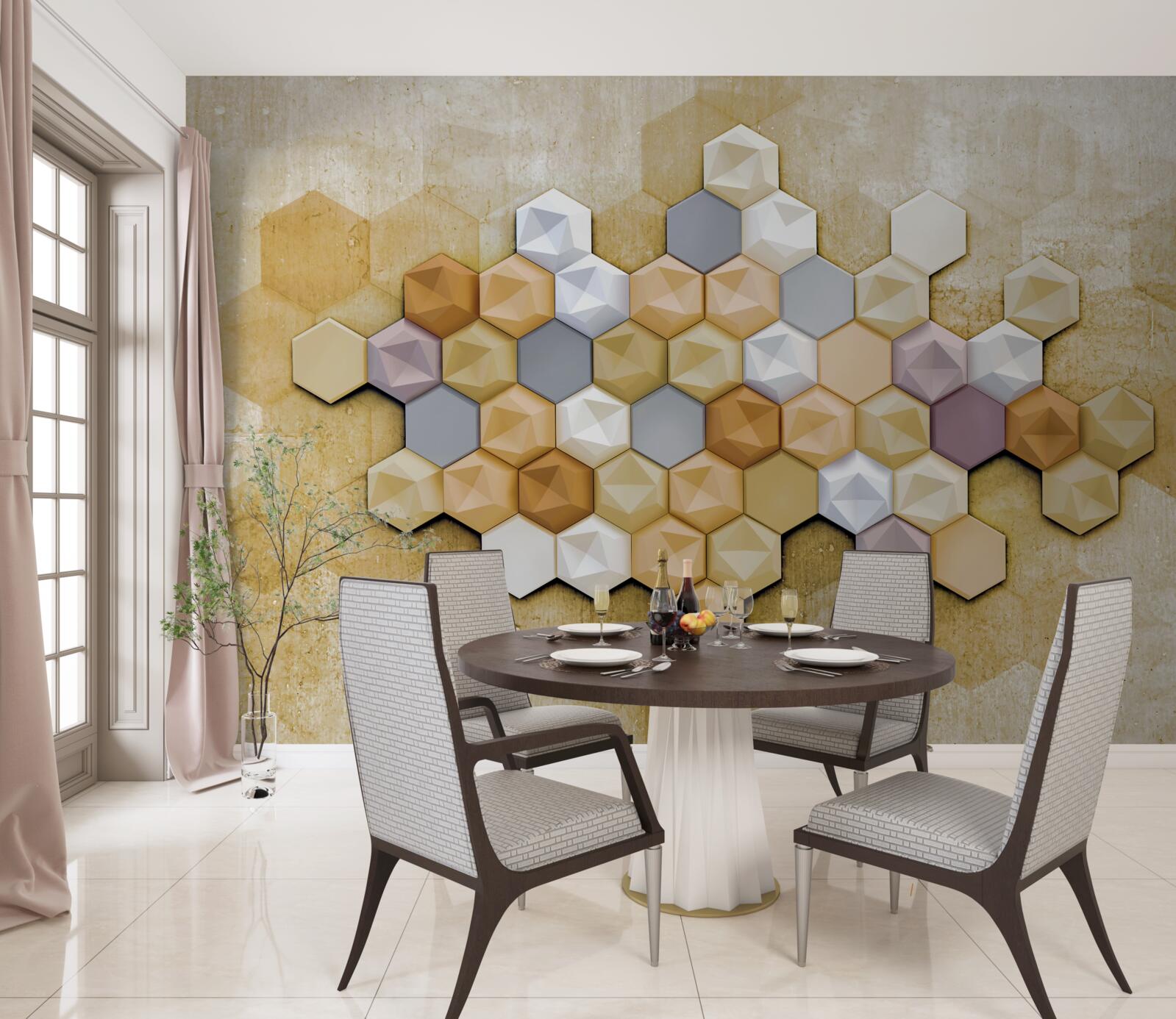 Fototapeta projekt komórki w żywych odcieniach mozaiki