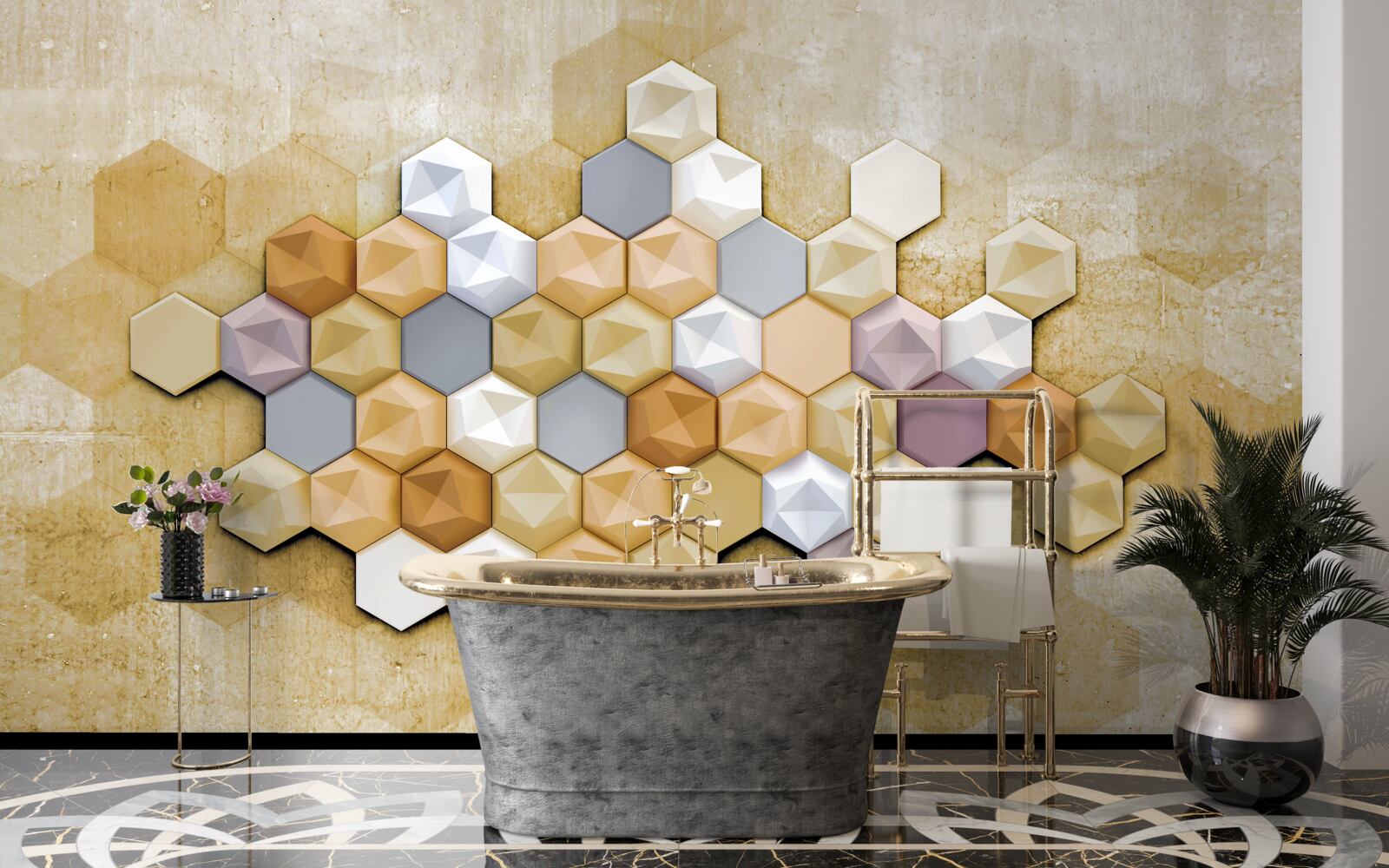 Fototapeta projekt komórki w żywych odcieniach mozaiki