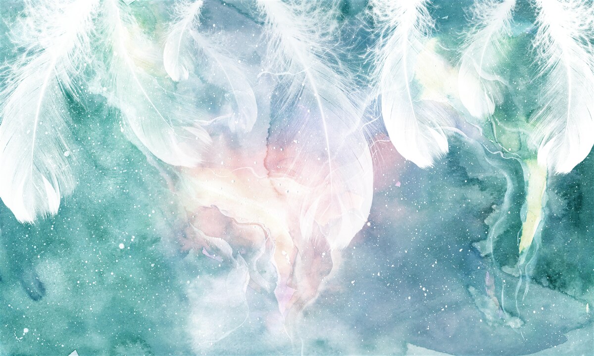 Fototapeta tło z kosmicznymi piórami