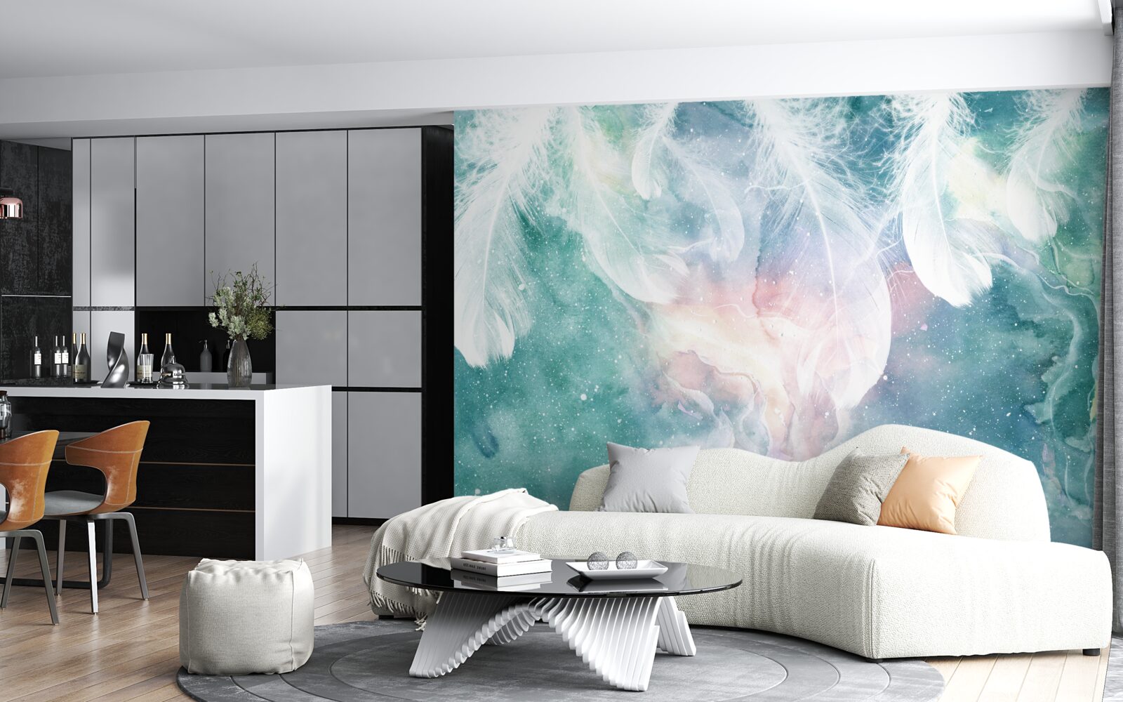 Fototapeta tło z kosmicznymi piórami