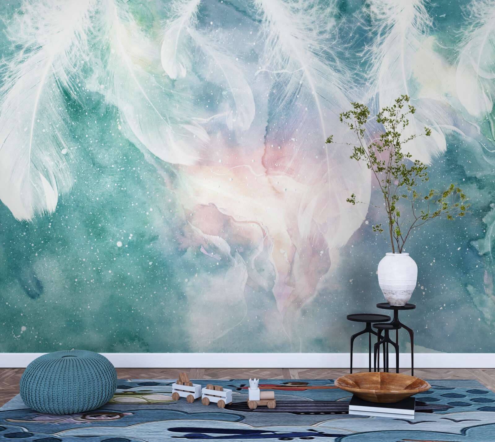 Fototapeta tło z kosmicznymi piórami