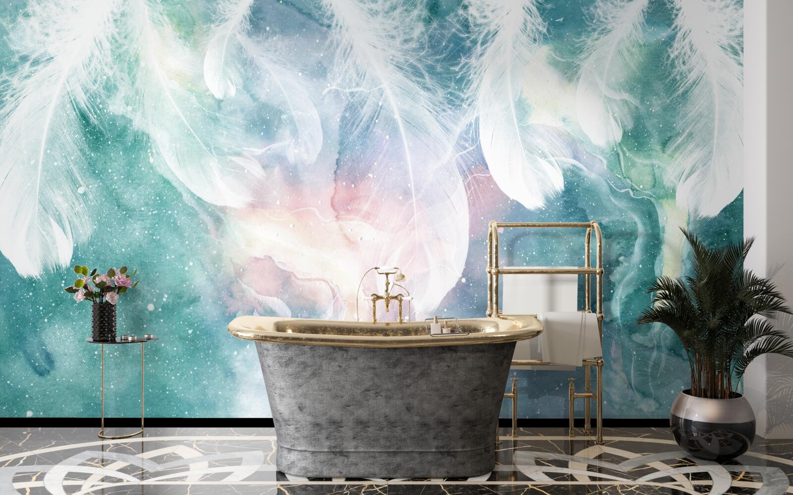 Fototapeta tło z kosmicznymi piórami