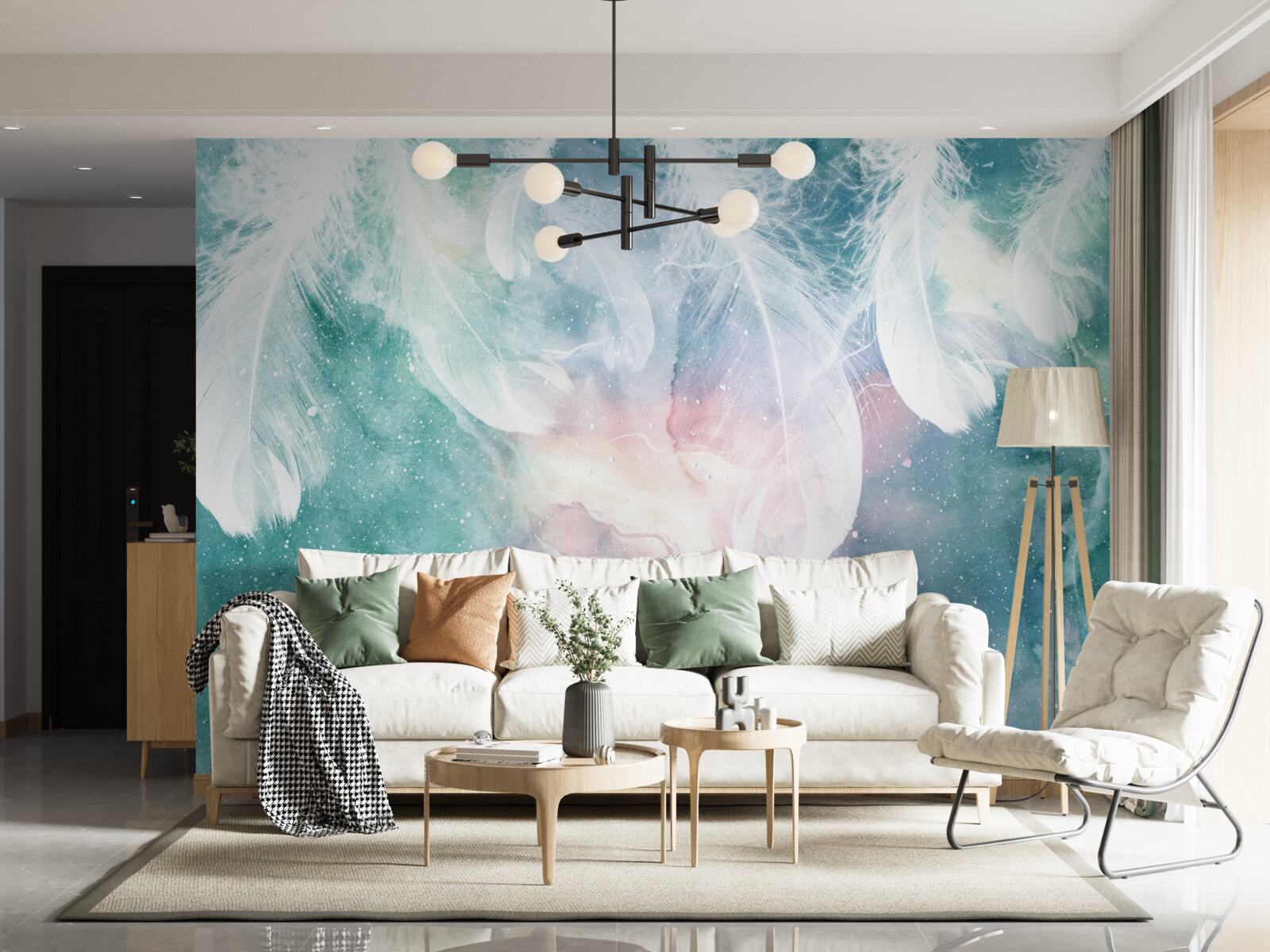 Fototapeta tło z kosmicznymi piórami