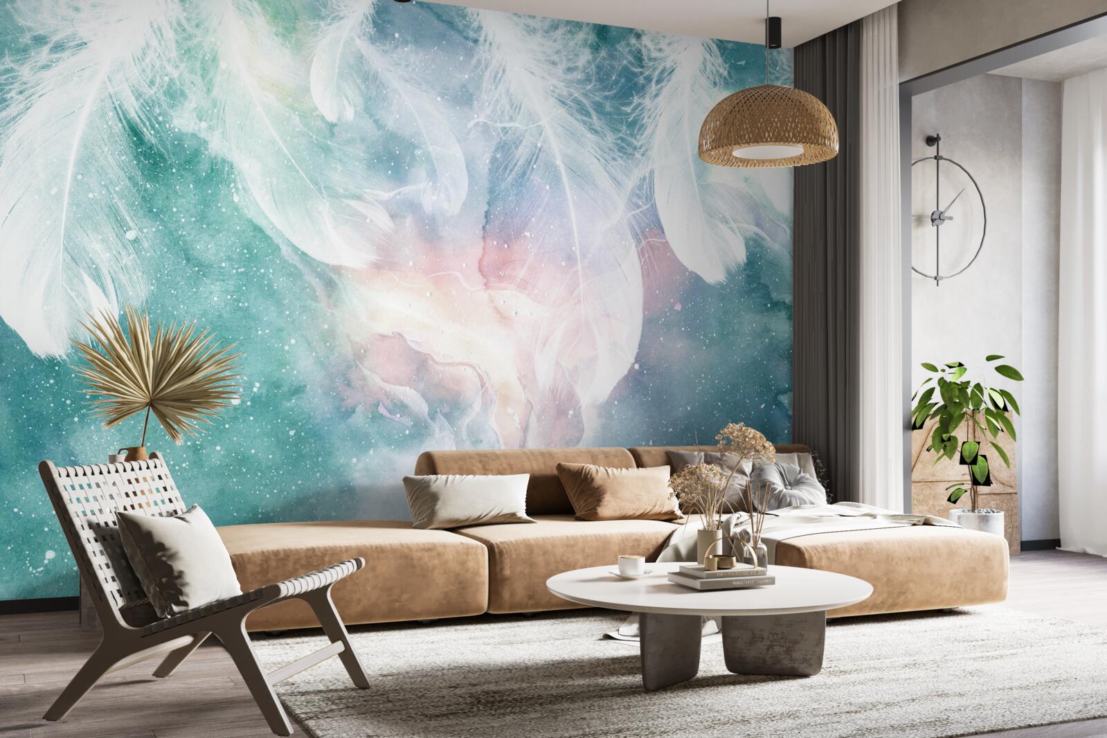 Fototapeta tło z kosmicznymi piórami