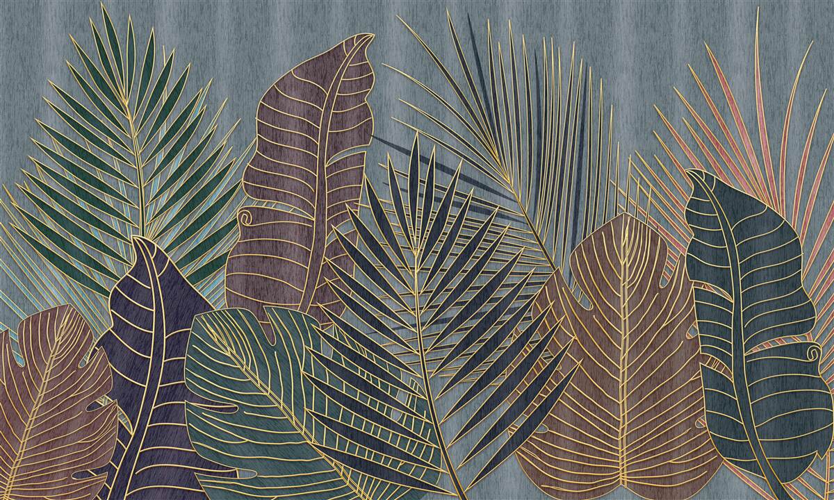 Fototapeta zachód słońca w tropikalnym lesie owianym abstrakcją