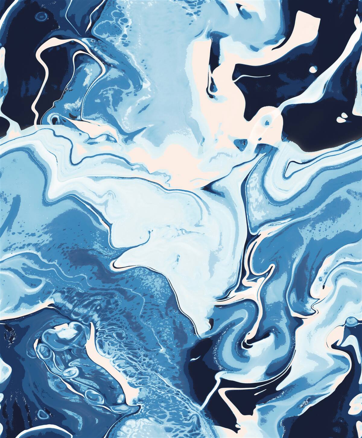 Fototapeta obraz fal w odcieniach błękitu na marmurowym tle