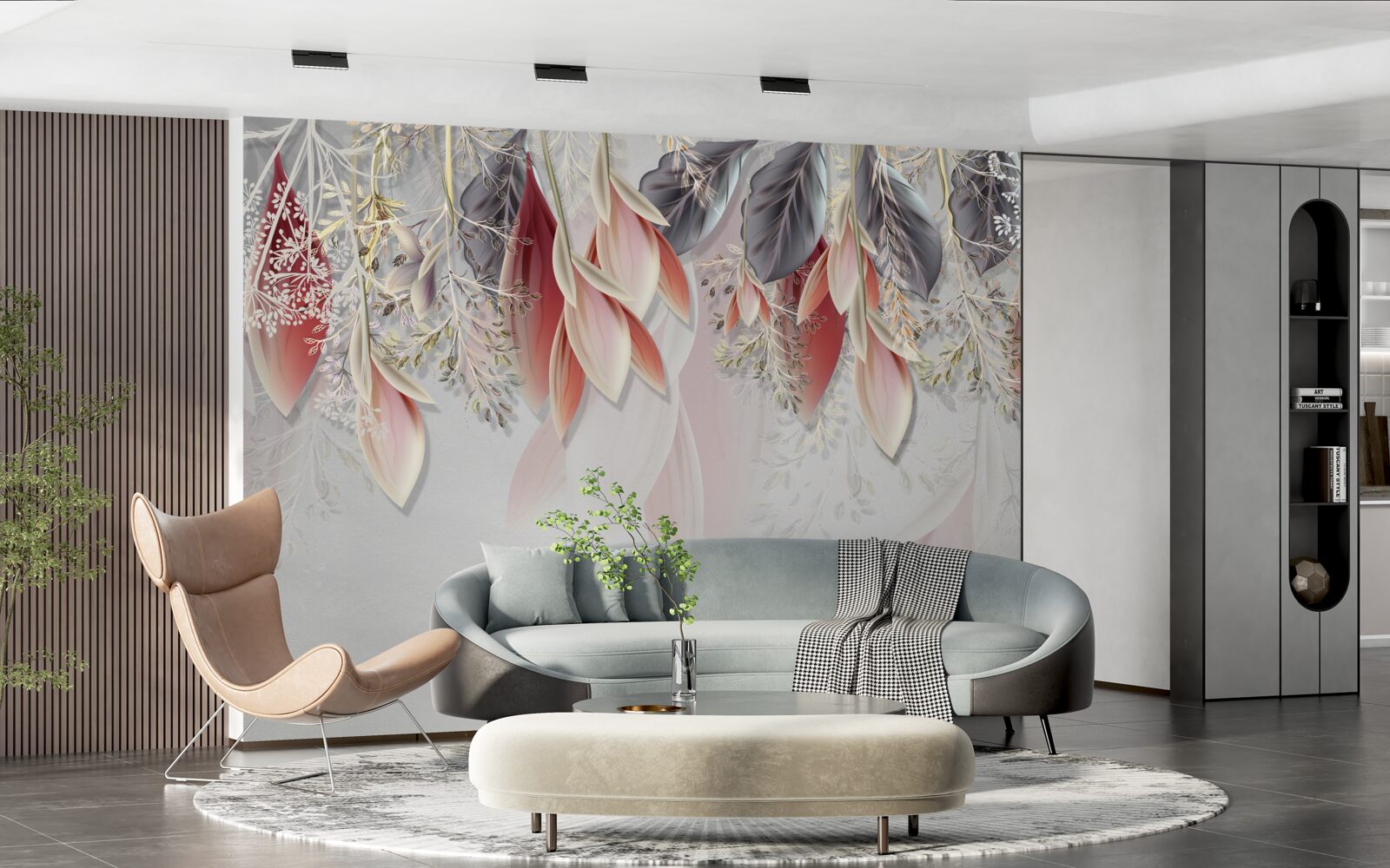 Fototapeta linia kompozycyjna w kolorze różowym schodząca w dół