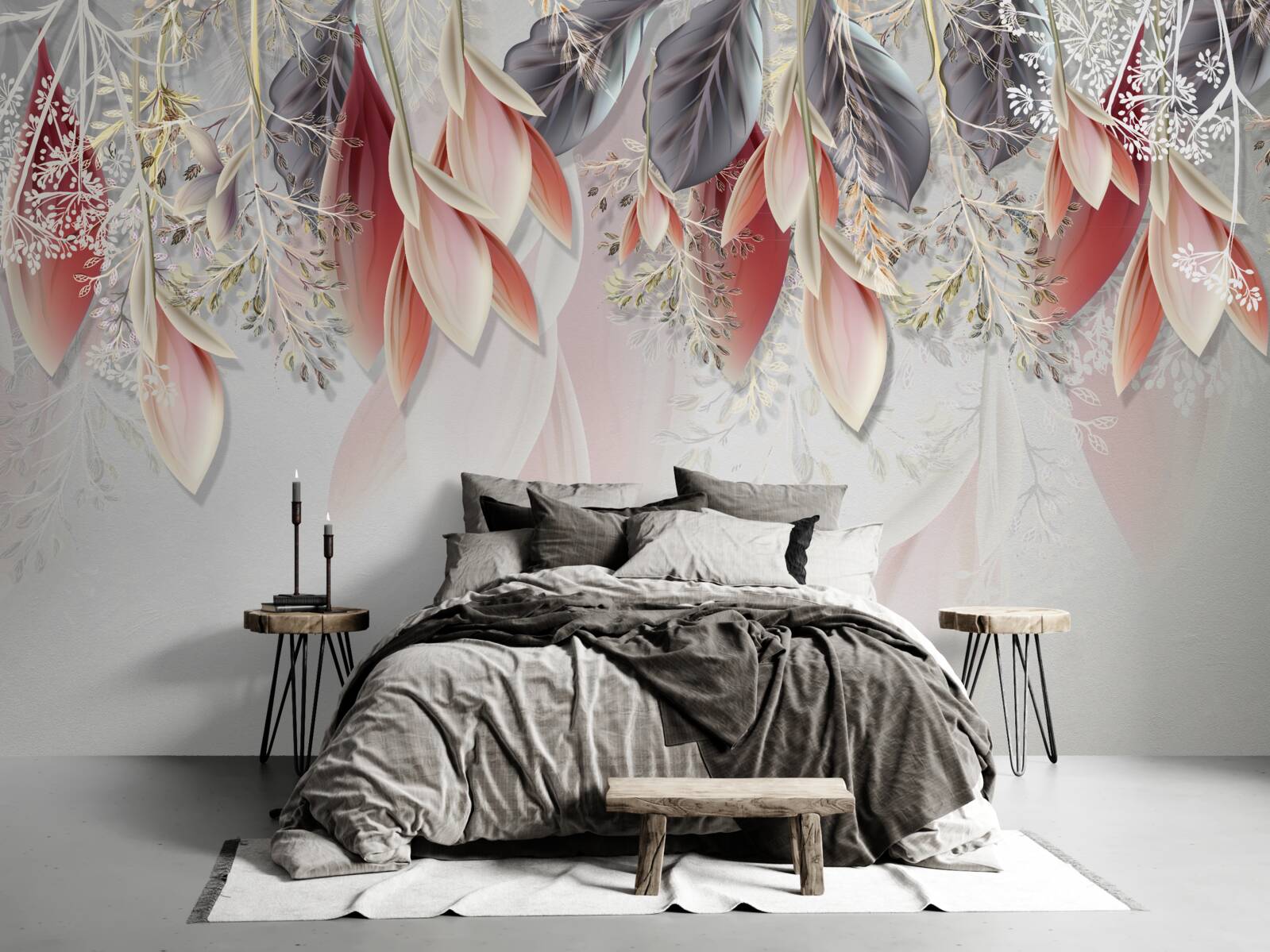 Fototapeta linia kompozycyjna w kolorze różowym schodząca w dół