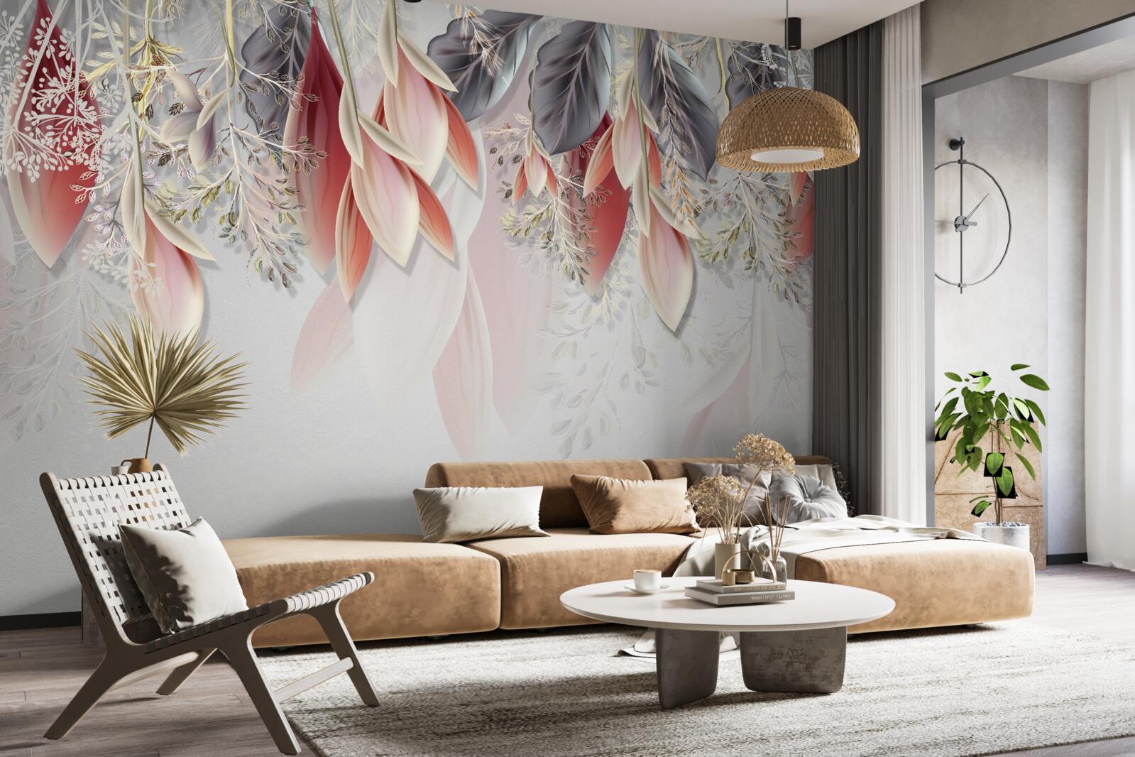 Fototapeta linia kompozycyjna w kolorze różowym schodząca w dół