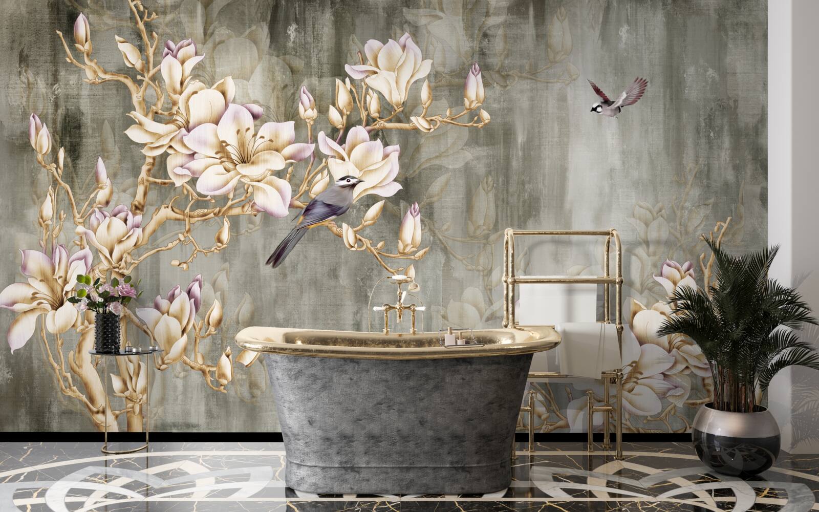 Fototapeta pastelowa chinoiserie