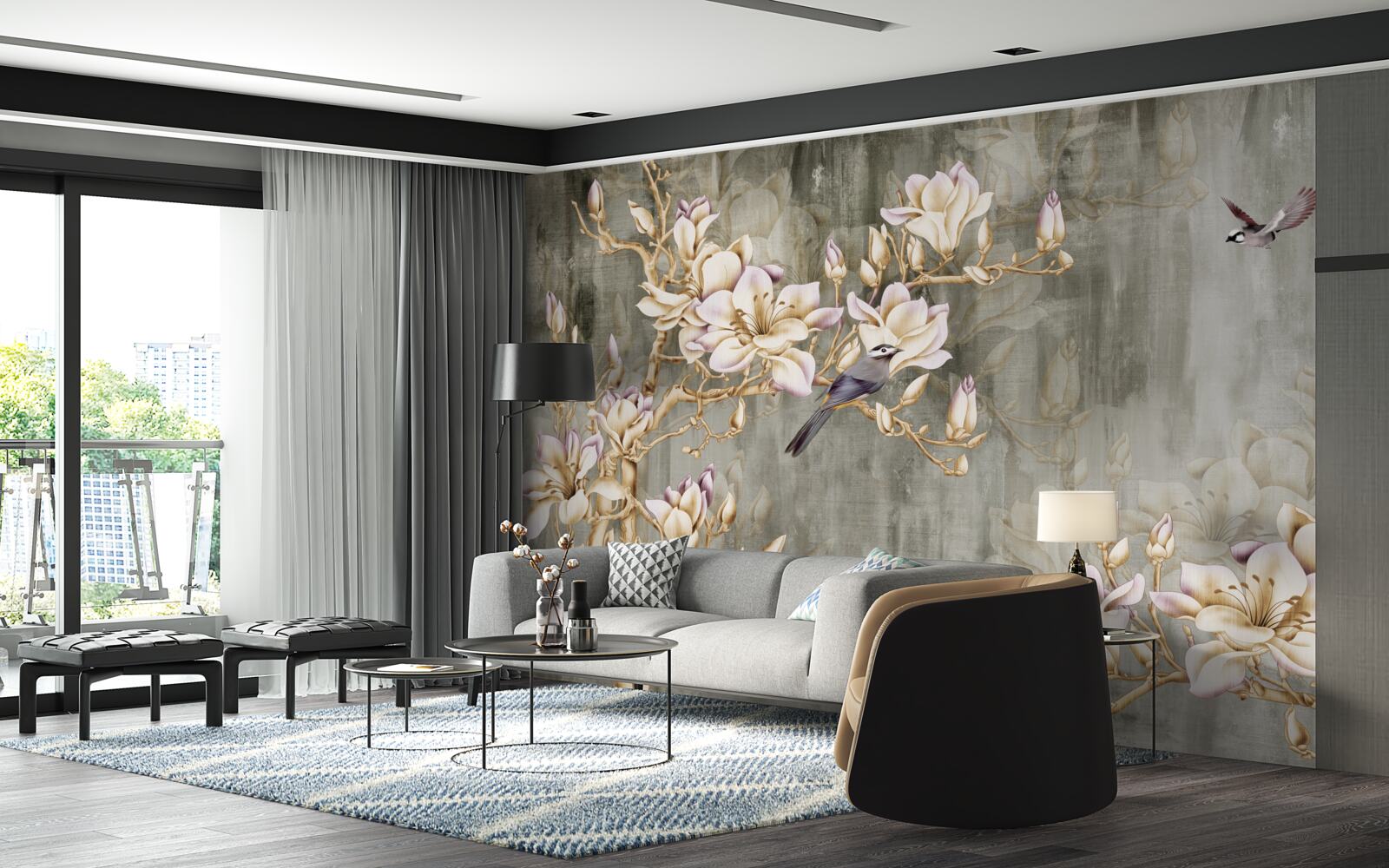 Fototapeta pastelowa chinoiserie