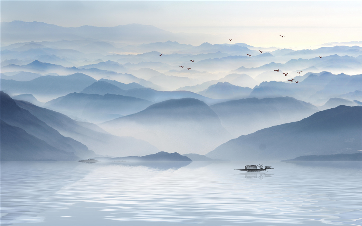 Fototapeta mgła gęsto spowija górską rzekę