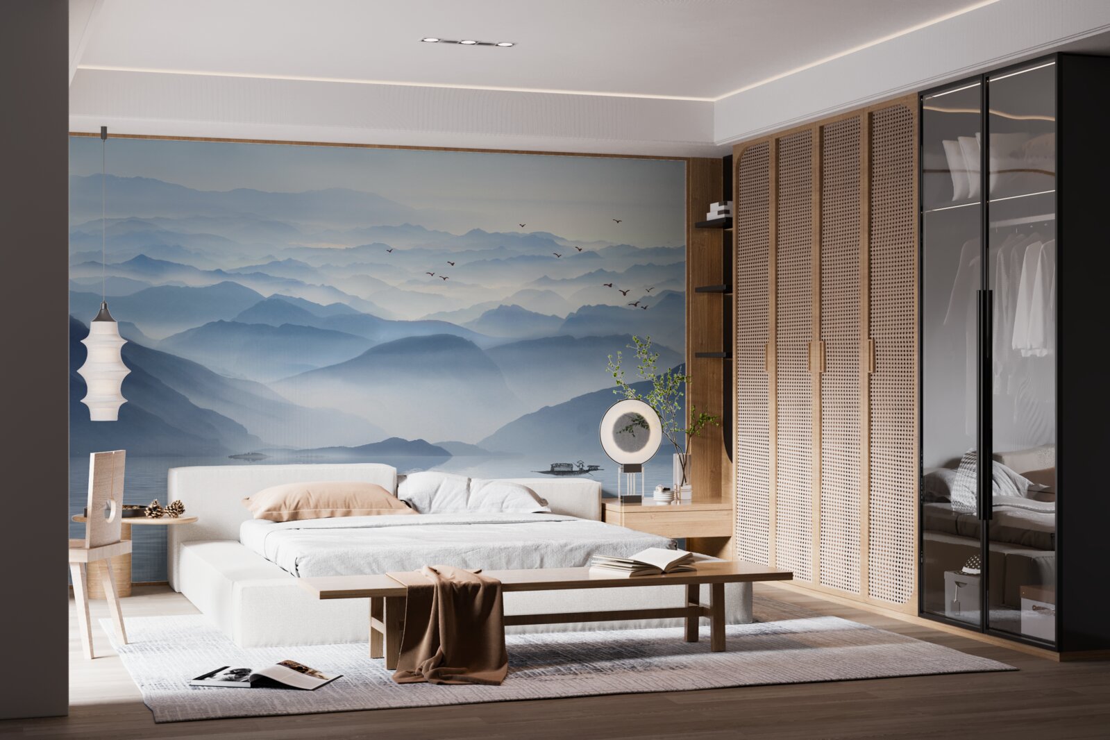 Fototapeta mgła gęsto spowija górską rzekę