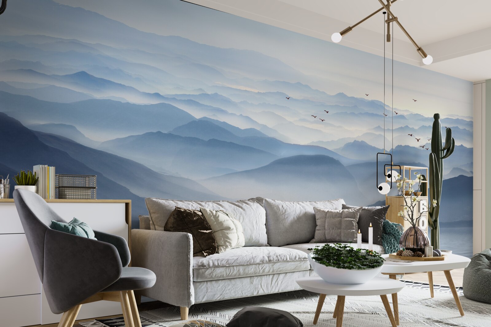 Fototapeta mgła gęsto spowija górską rzekę