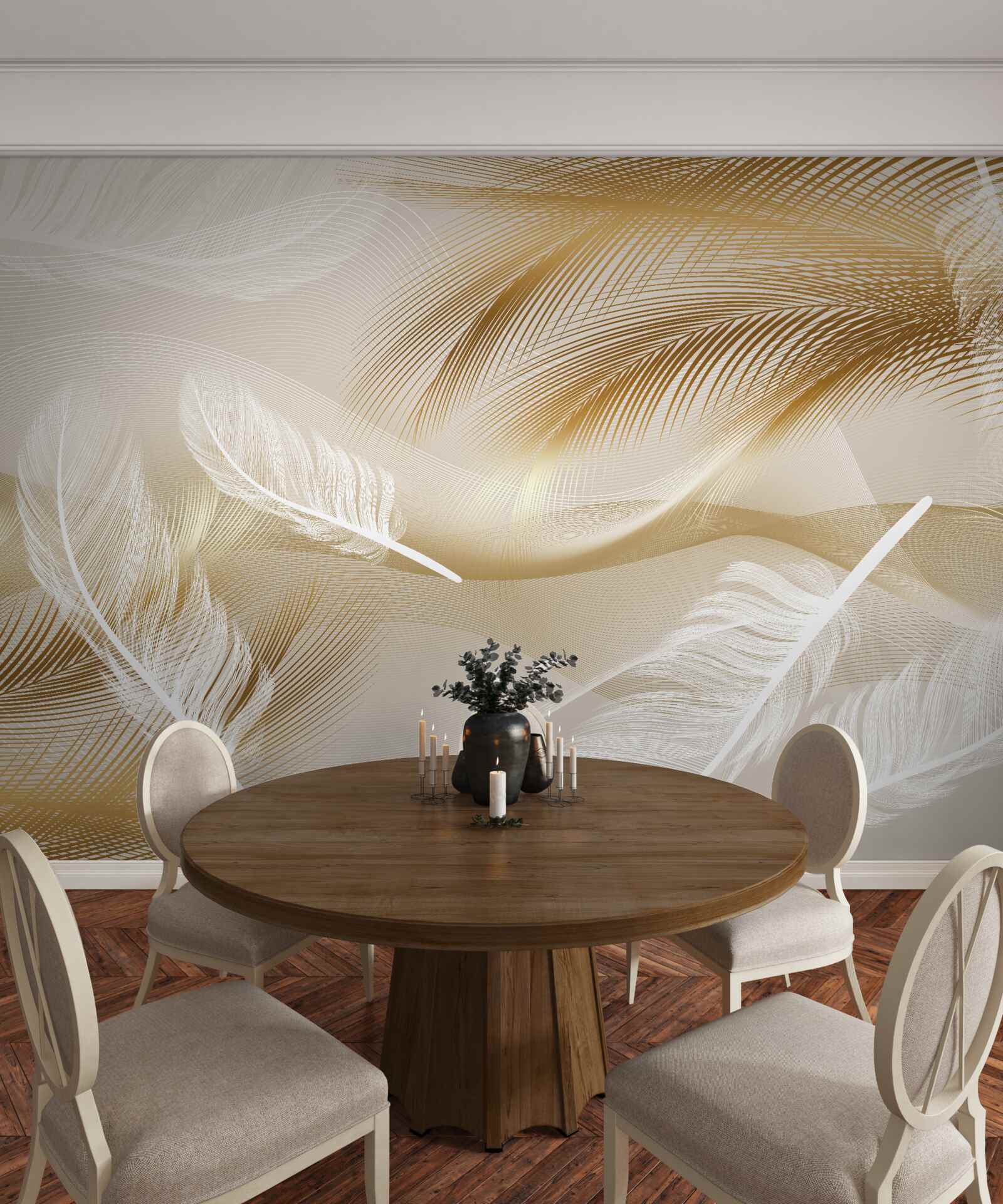 Fototapeta abstrakcja z piór w beżowych kolorach