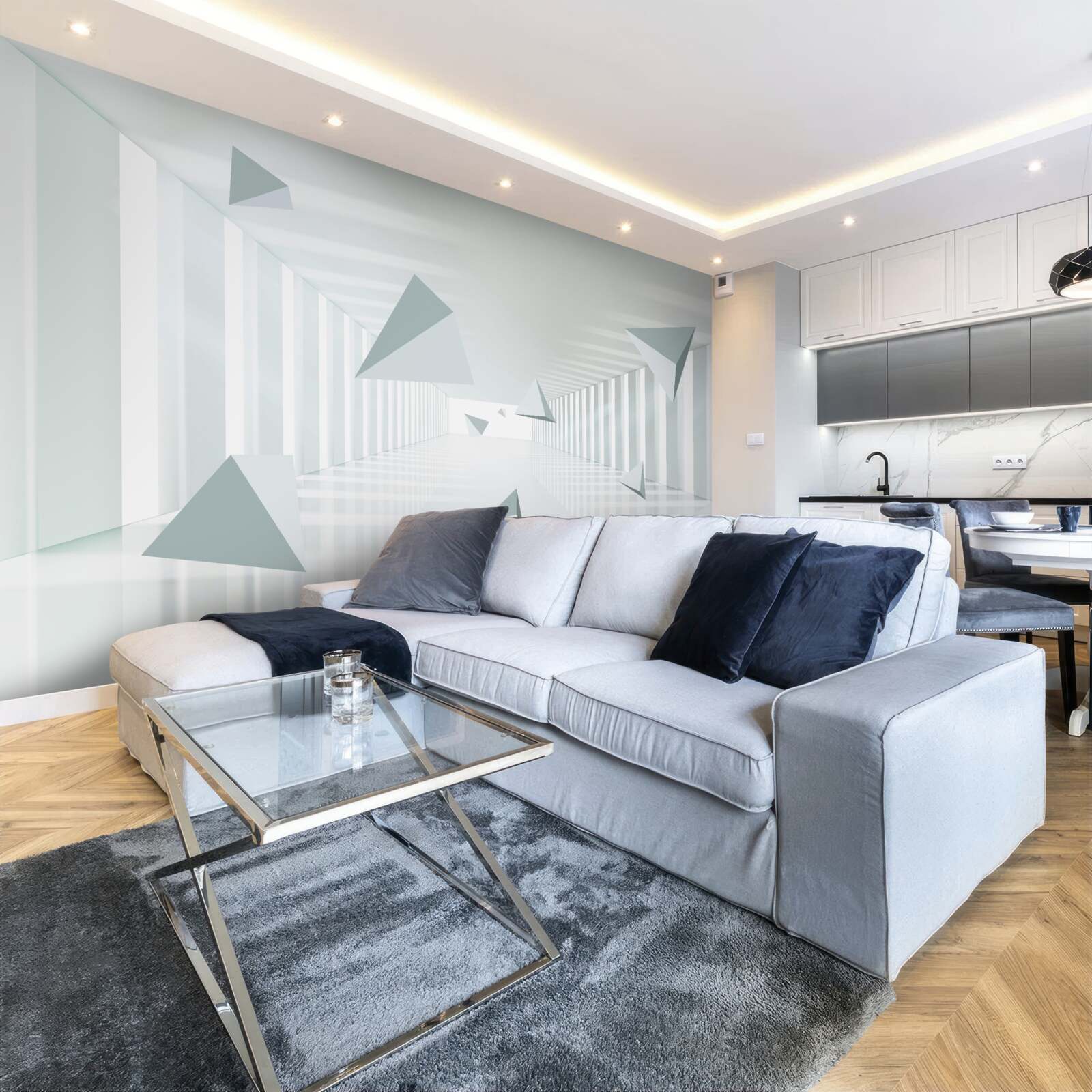 Fototapeta niekończący się tunel i trójkątne kształty