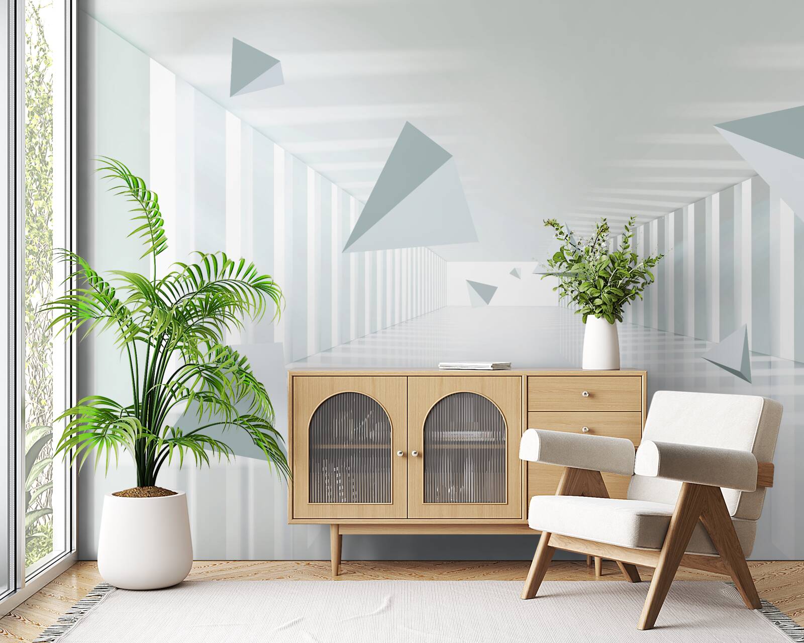 Fototapeta niekończący się tunel i trójkątne kształty