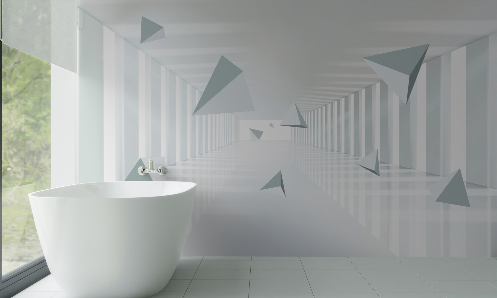 Fototapeta niekończący się tunel i trójkątne kształty