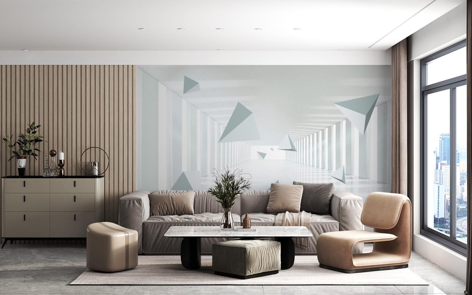 Fototapeta niekończący się tunel i trójkątne kształty