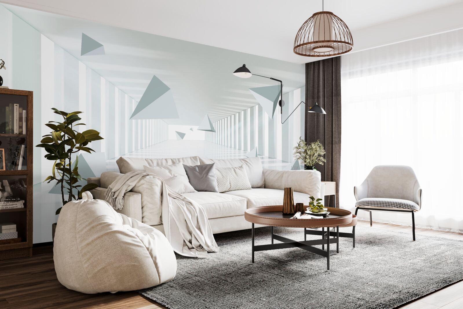 Fototapeta niekończący się tunel i trójkątne kształty