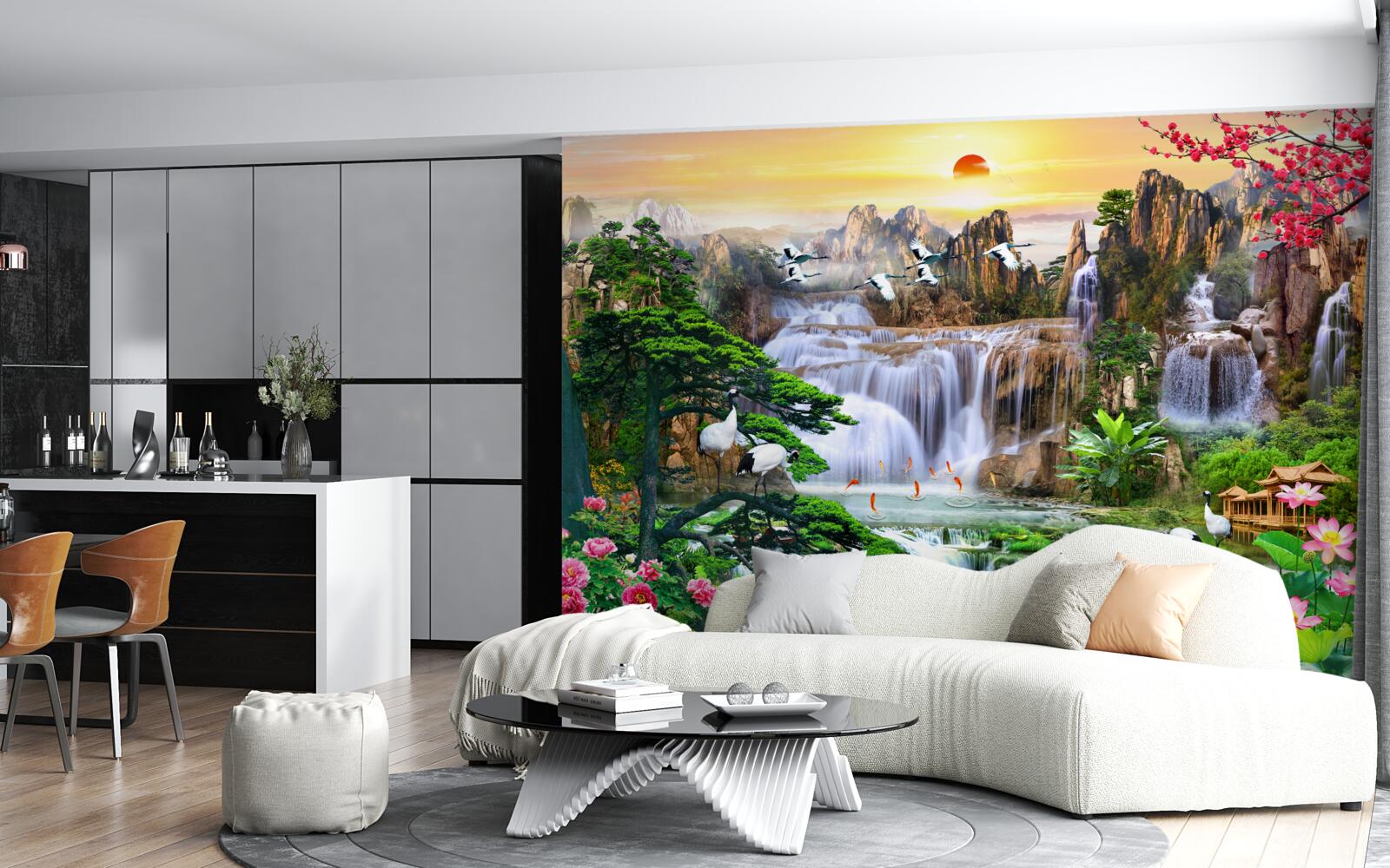 Fototapeta ptaki i wodospady